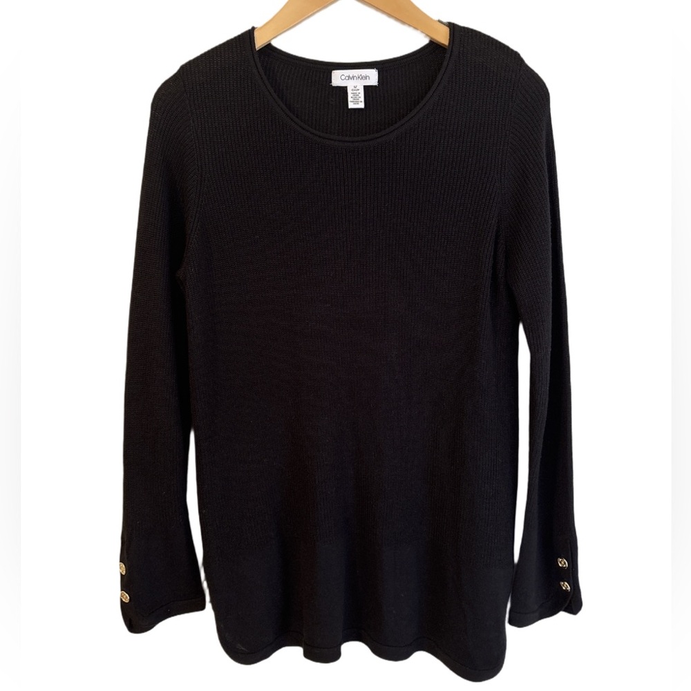 Calvin Klein Black Long Sleeve Crew Neck Pullover Sweater Sz Small